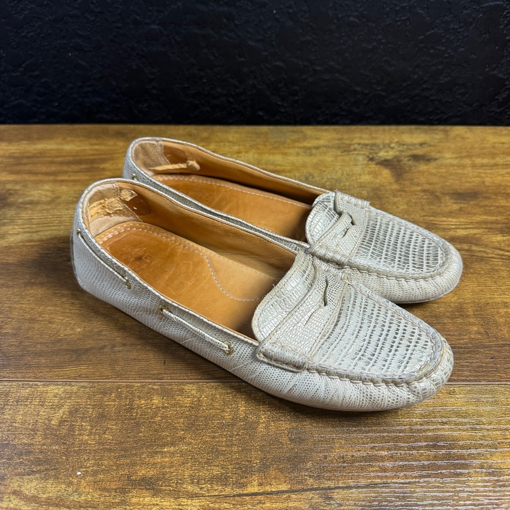 Sperry Gold Cup STS91205 Metallic Lizard Leather Loafers Women 6M